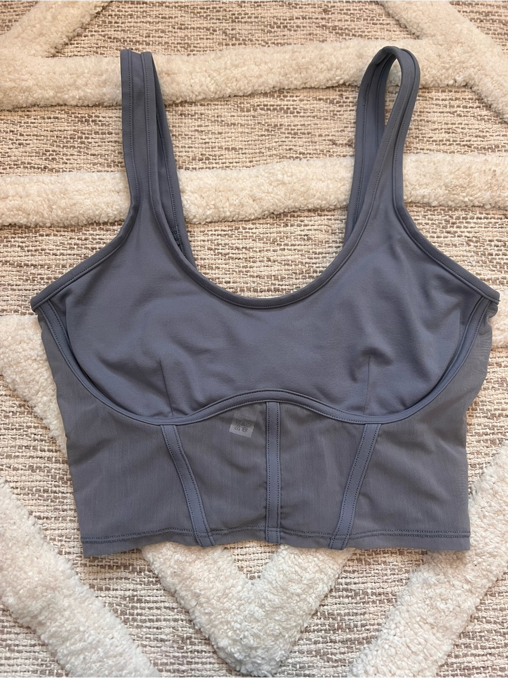 ALO Airbrush Mesh Corset Bra Tank Steel Blue Grey Size Small